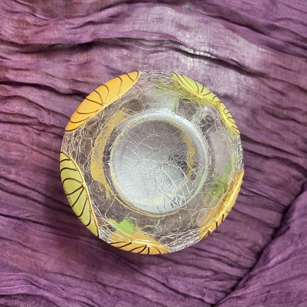 Pumpkin Crackle Glass Candle Holder/Vase - Picture 10 of 12